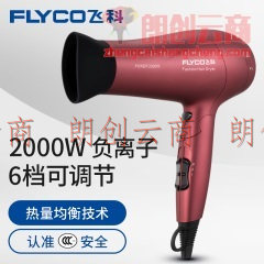 飞科(FLYCO)电吹风机家用FH6218大功率吹风筒负离子 2000W