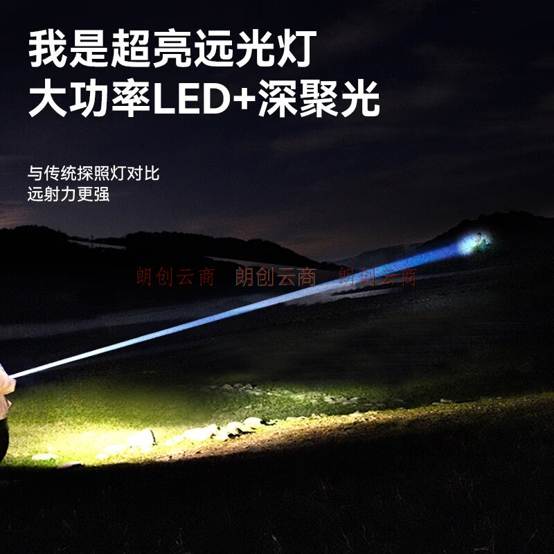 Warsun大圣手电筒强光充电超亮户外探照灯氙气灯太阳能手提灯长续航